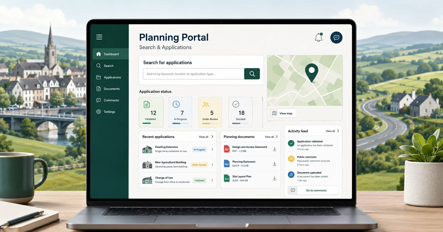 Mid Ulster planning portal search page for applications, documents, comments and decisions